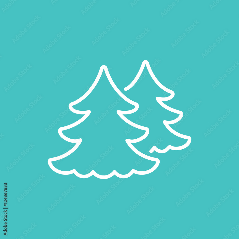 fir spruce pine tree wood christmas-tree xmas tree iconthin line