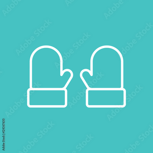 mitten glove pair potholder thin line outline white icon on blue