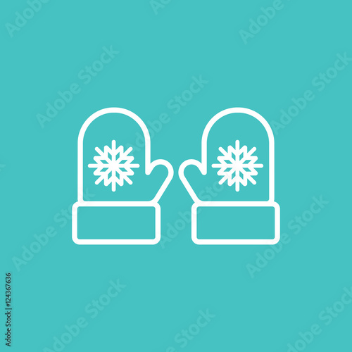 mitten glove pair potholder thin line outline white icon on blue