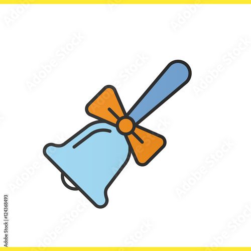 School bell with bow color icon