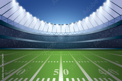 American football stadium with spotlight.