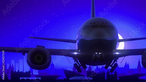 Wallpaper Mural Amsterdam Netherlands Airplane Take Off Moon Night Blue Skyline Travel Torontodigital.ca