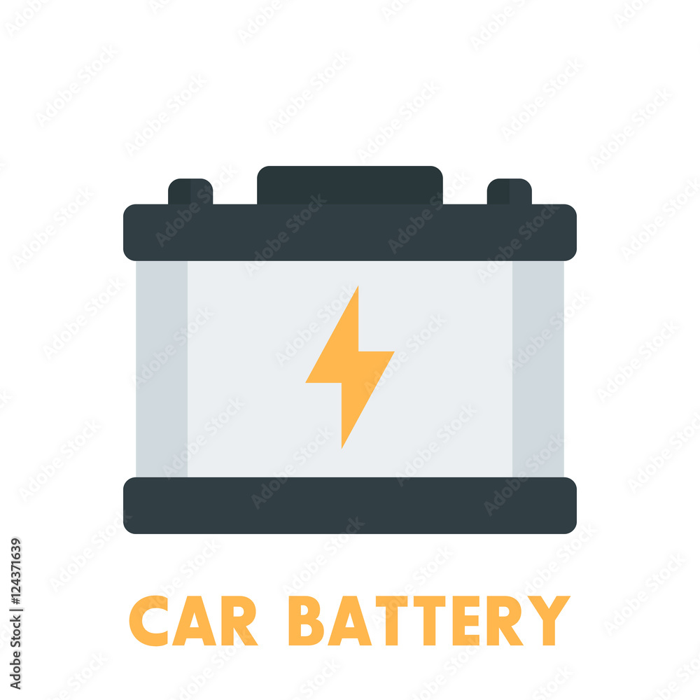 car battery flat icon on white, vector illustration car battery flat icon on white, vector illustration