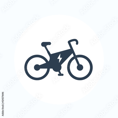 Electric bike icon, city ecologic transport, e-bike pictogram isolated on white