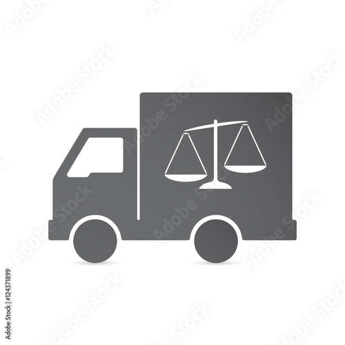 Isolated delivery truck with  an unbalanced weight scale