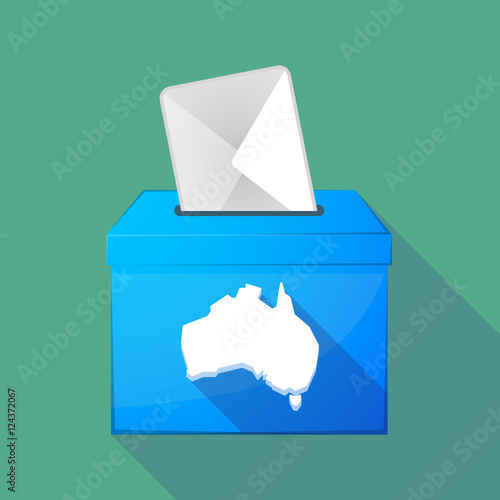 Long shadow ballot box with  a map of Australia