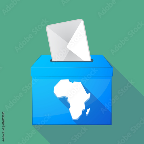 Long shadow ballot box with a map of the african continent