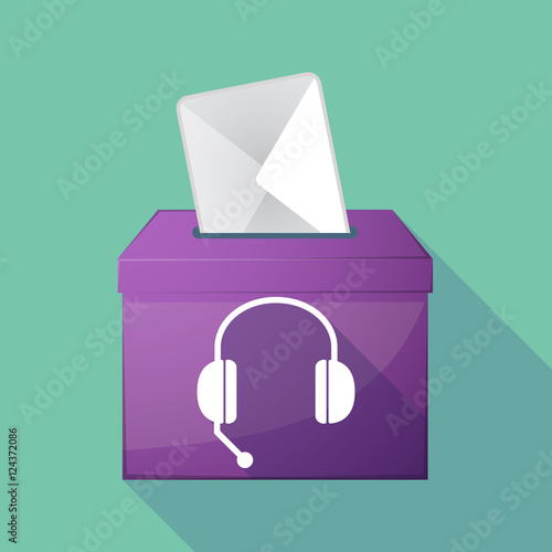 Long shadow ballot box with  a hands free phone device