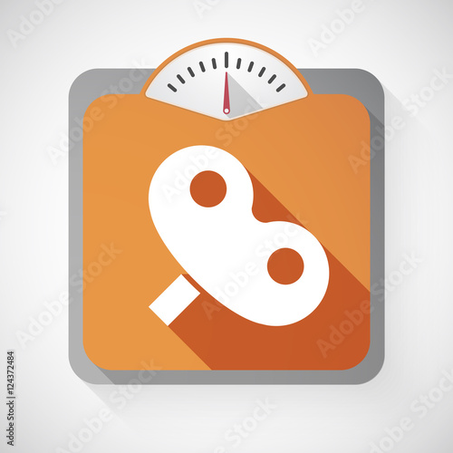 Isolated long shadow body weight scale with a toy crank