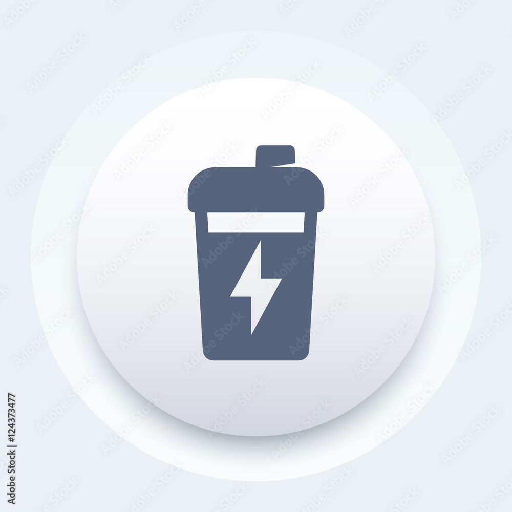 Sport shaker, nutrition for gym training round icon Sport shaker, nutrition for gym training round icon
