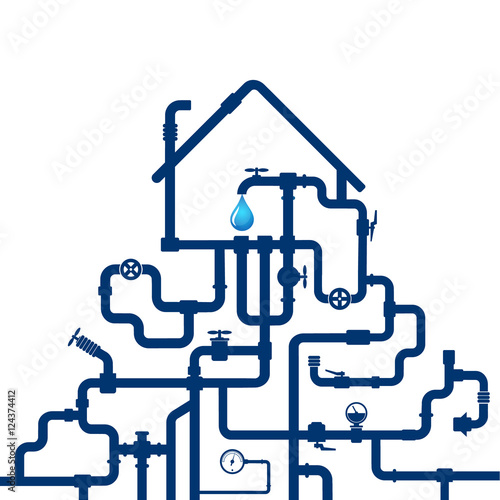 Water pipes and house