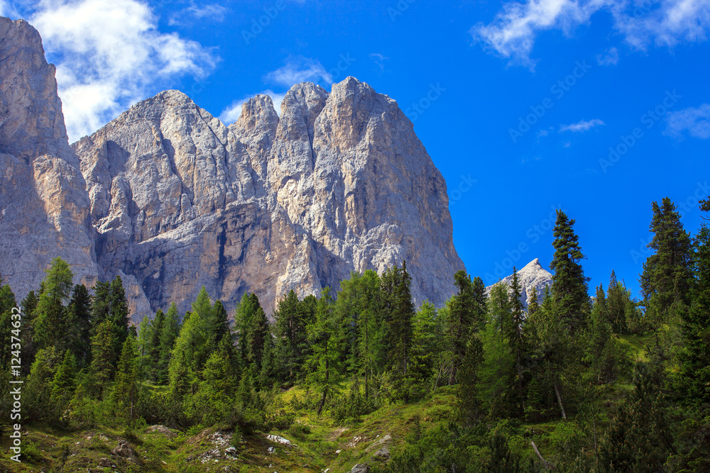 Amazing Dolomites, near Santa Magdalena. Adolf Munkel Trail in Mountains of Northern Italy