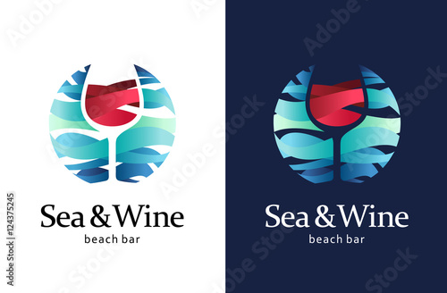 Sea and wine logo template