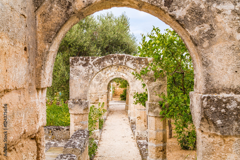 gallery of arches in Italian garden