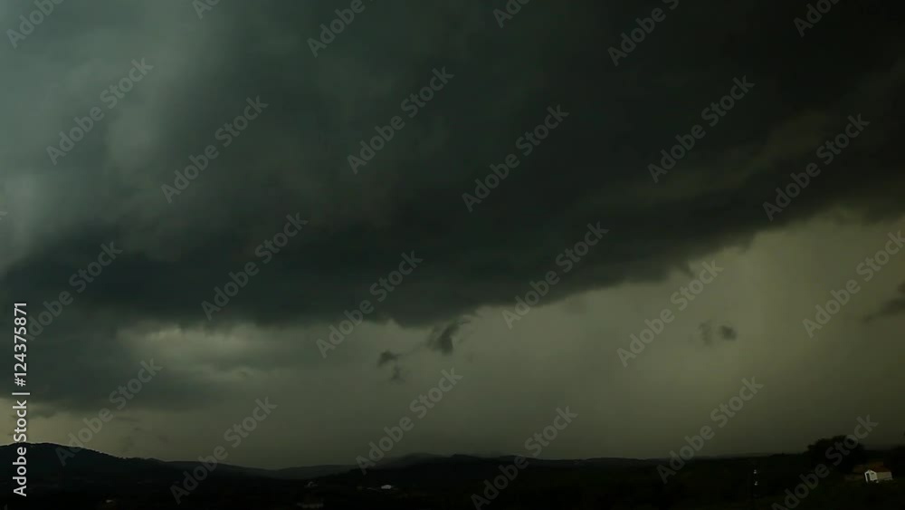 Supercell Storm Time Lapse with Lightning big dark stormy clouds with rain Supercell Storm Time Lapse with Lightning big dark stormy clouds with rain