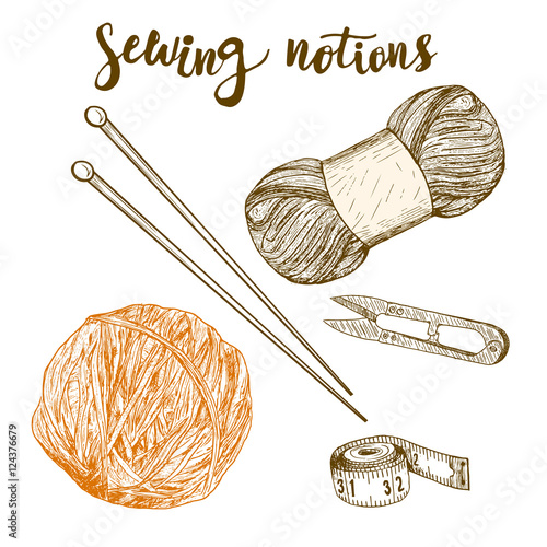 Set of sewing accessories.Vector illustration.