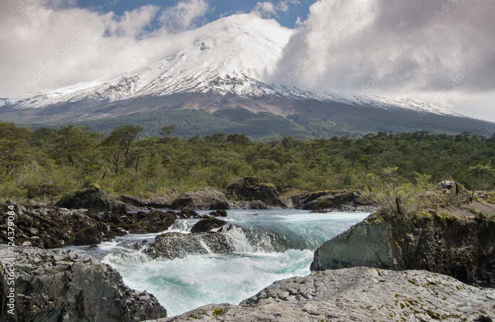 Osorno Volcano and Petrohue River in the Patagonia region of Chile