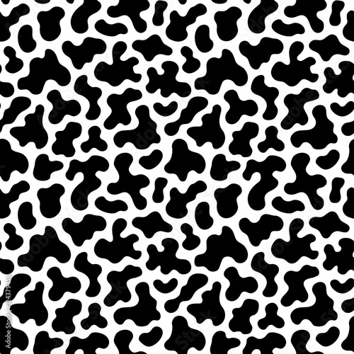 Vector monochrome seamless pattern, black & white camouflage spots. Abstract endless texture of animal skin. Simple background in doodle style. Design element for fabric, prints, cloth, textile, web