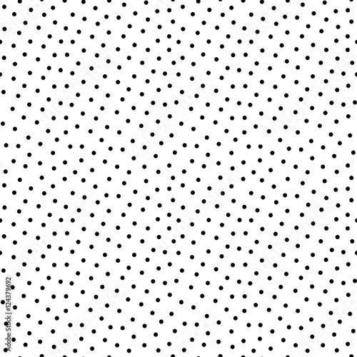 Chaotic polka dot vector monochrome seamless pattern, black circles on a white background. Abstract endless texture, design element for tileable print, cover, fabric, textile, decor, digital, wrapping