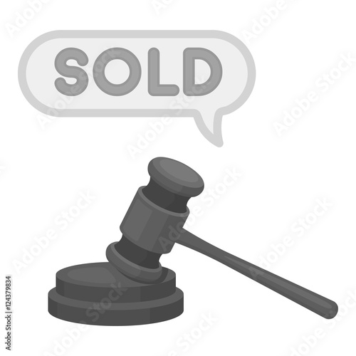 Auction hammer icon in monochrome style isolated on white background. E-commerce symbol stock vector illustration.