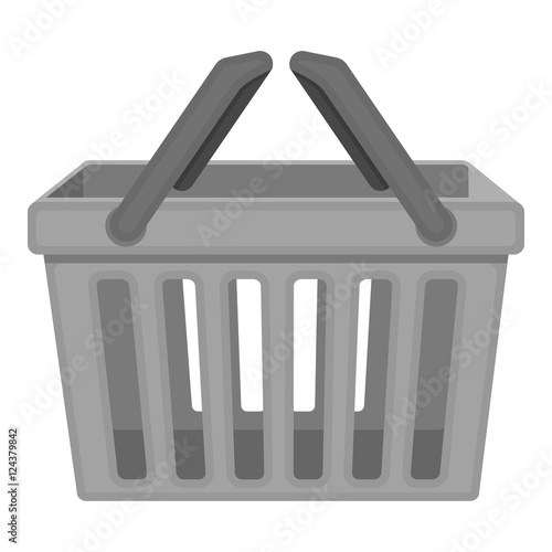Shopping busket icon in monochrome style isolated on white background. E-commerce symbol stock vector illustration.