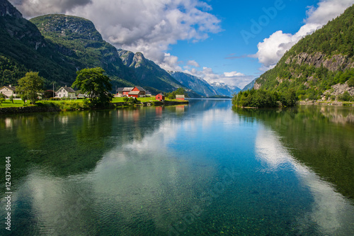 Amazing nature view with fjord and mountains. Norway