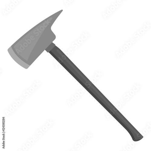 Fire axe icon monochrome. Single silhouette fire equipment icon from the big fire Department monochrome.