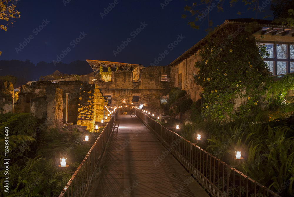 Corridor in underground of old church in antigua Guatemala