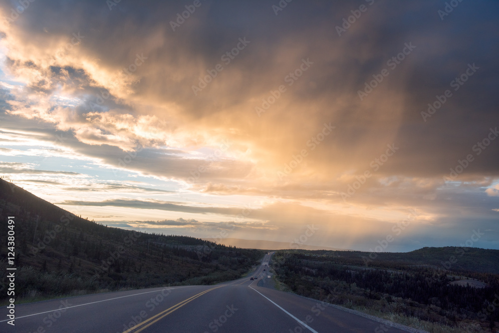 Sunset Rain Road