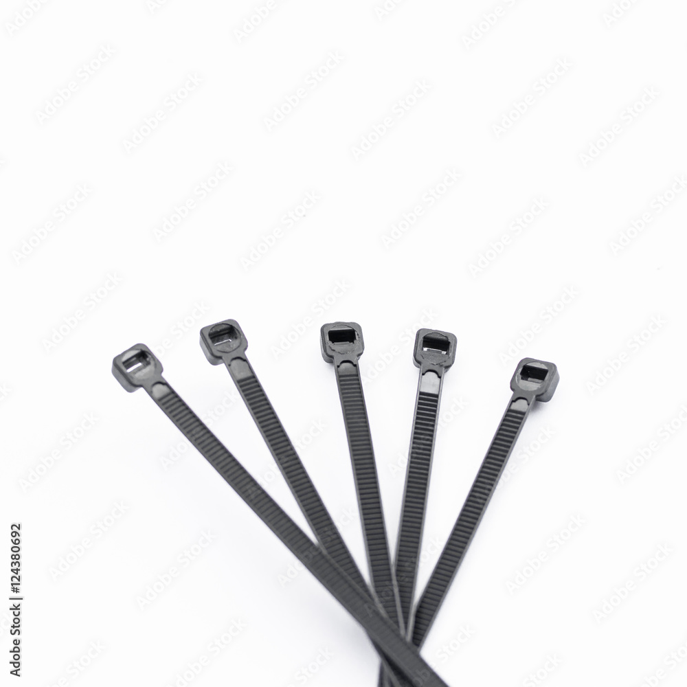 Black Cable Ties Isolated on White Background Black Cable Ties Isolated on White Background