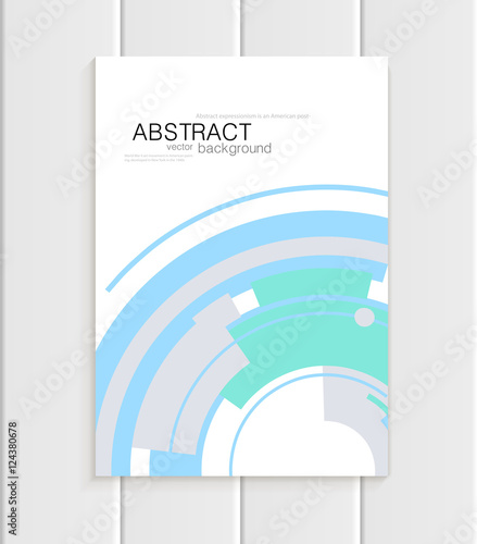 Vector brochure in abstract style with turquoise shapes on white background © derdy
