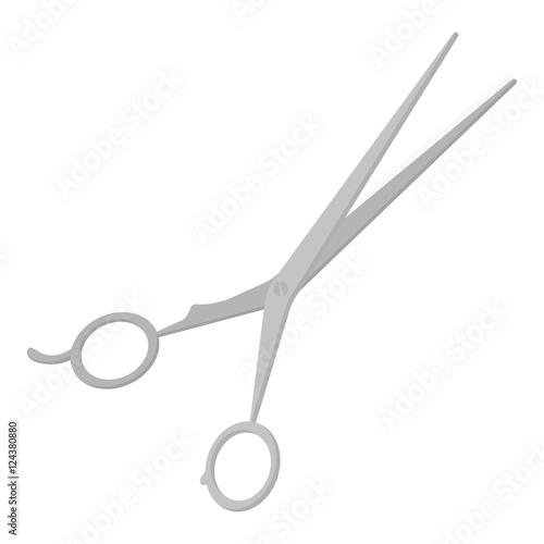 Hair-cutting shears icon in monochrome style isolated on white background. Hairdressery symbol stock vector illustration.