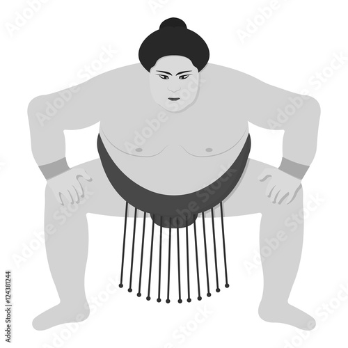 Sumo wrestler icon in monochrome style isolated on white background. Japan symbol stock vector illustration.