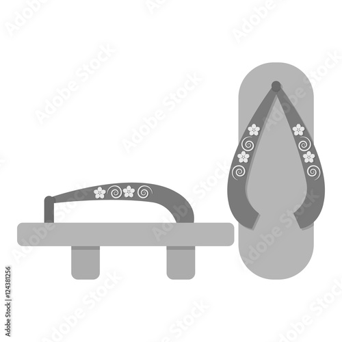 Geta icon in monochrome style isolated on white background. Japan symbol stock vector illustration.