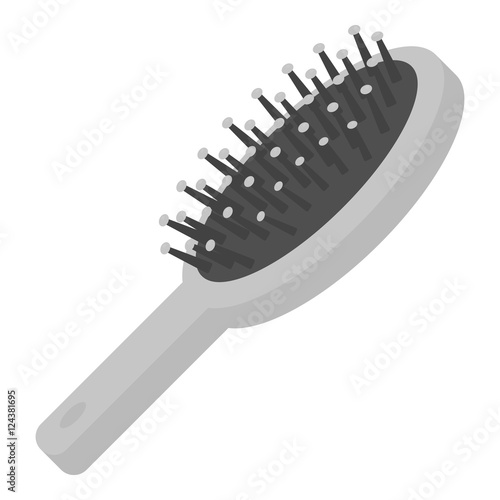 Hairbrush icon in monochrome style isolated on white background. Make up symbol stock vector illustration.
