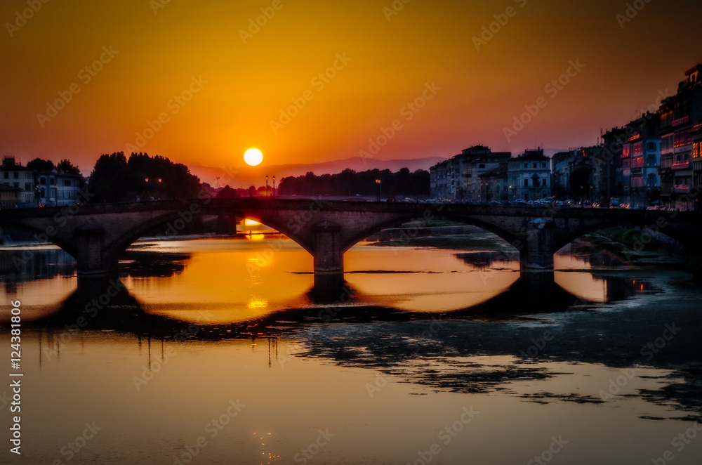 Florence sunset over the River Arno