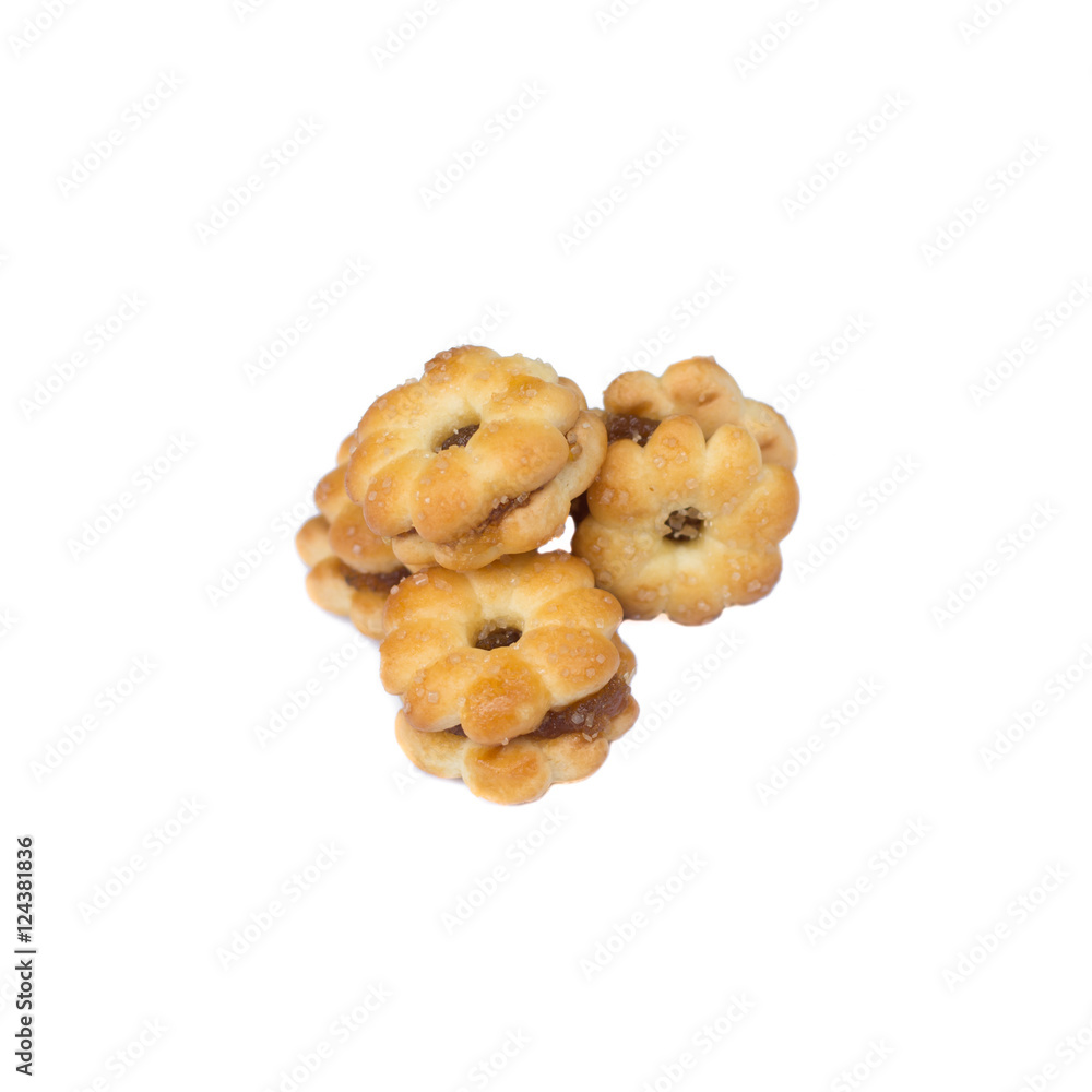biscuits, filled with pineapple jam isolated on white background biscuits, filled with pineapple jam isolated on white background