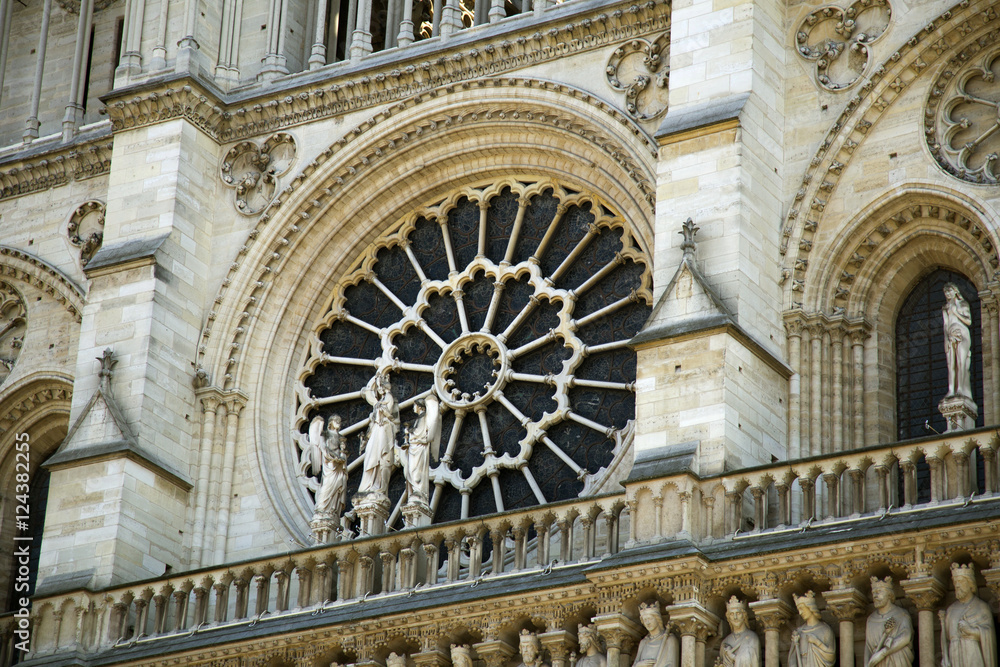 Famous Notre Dame cathedral in Paris, France