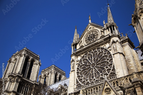 Famous Notre Dame cathedral in Paris, France