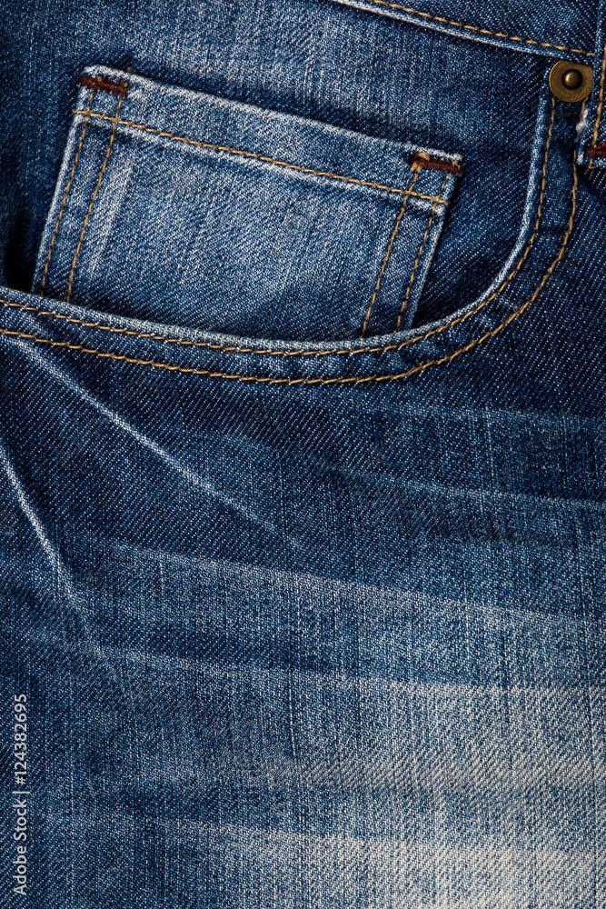 Native jean pocket  close up.