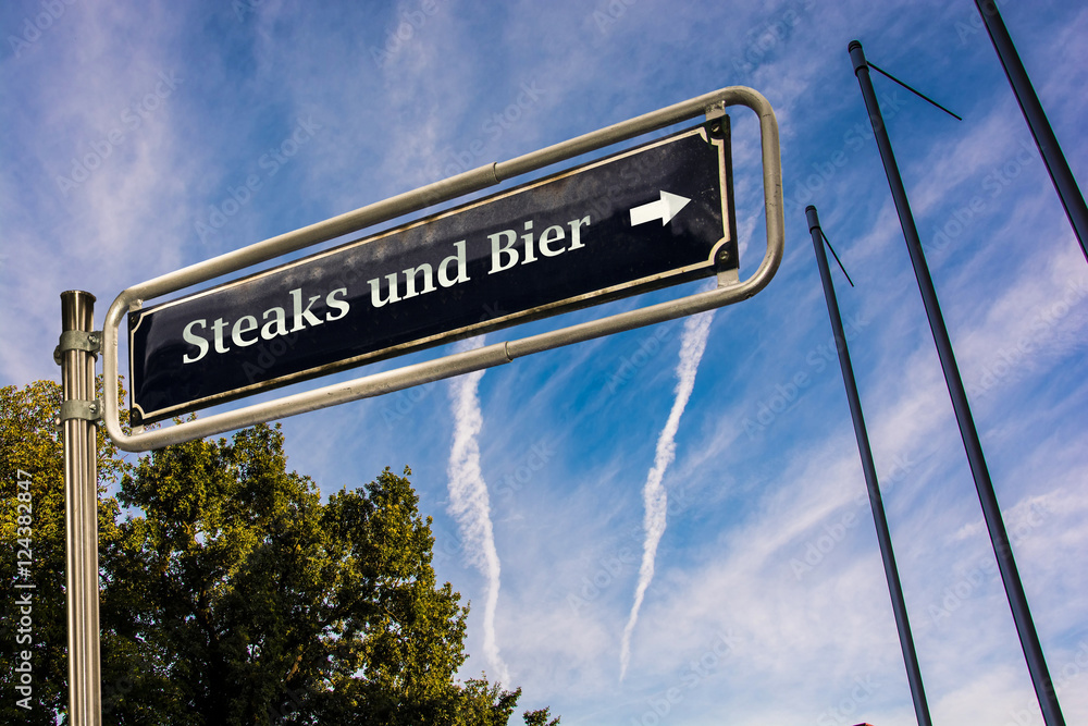 Obraz premium Schild 110 - Steaks und Bier