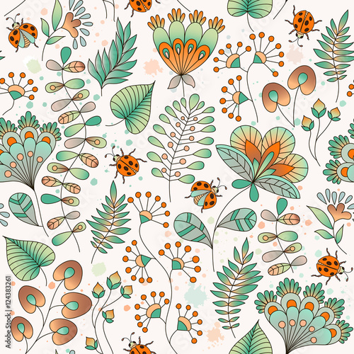 Seamless floral colorful vector pattern