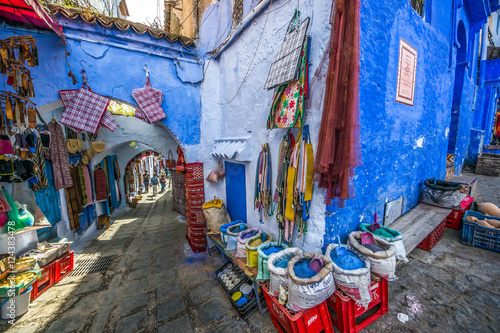 Color image of a street inthe famous blue town Chefchaouen, Morocco. © Mariana Ianovska