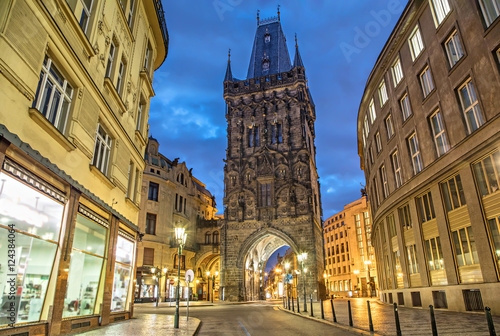 Obraz na płótnie The Powder Tower - medieval gothic city gate in Prague w salonie