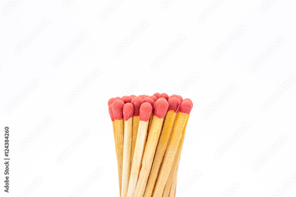 Matches stick on white background isolated close up.