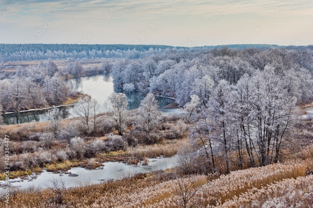 Winter landscape, Trees covered with hoarfrost Winter landscape, Trees covered with hoarfrost