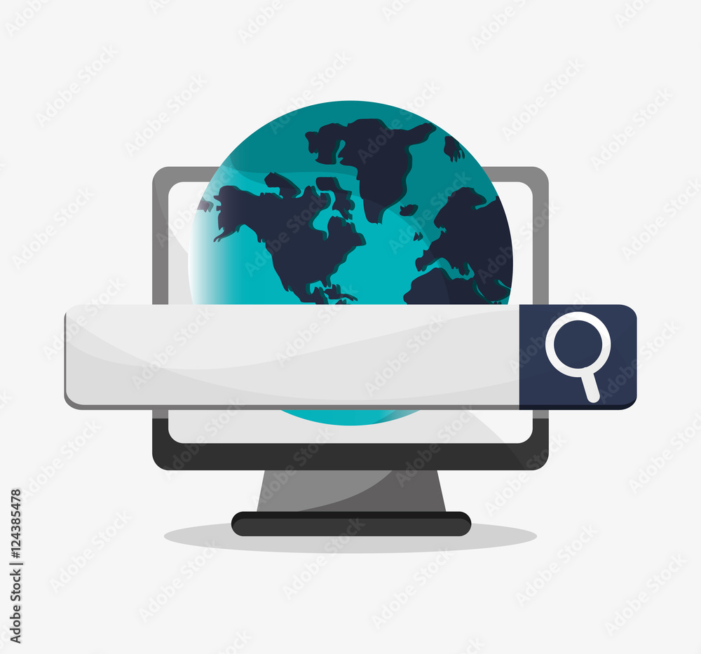 Computer and lupe icon. Social media and digital marketing theme. Colorful design. Vector illustration Computer and lupe icon. Social media and digital marketing theme. Colorful design. Vector illustration