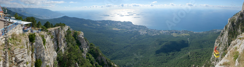 Panoramic view from Ai-Petri mountain towards coastline of Crime