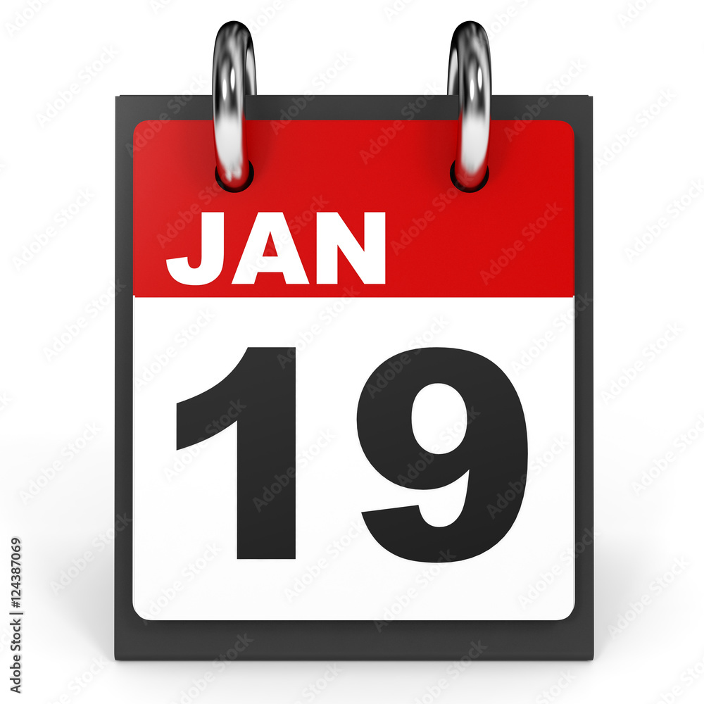January 19. Calendar on white background. January 19. Calendar on white background.