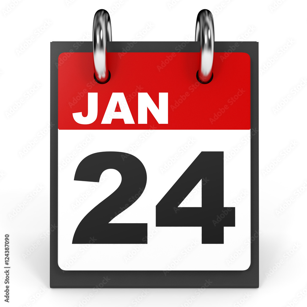 January 24. Calendar on white background. January 24. Calendar on white background.
